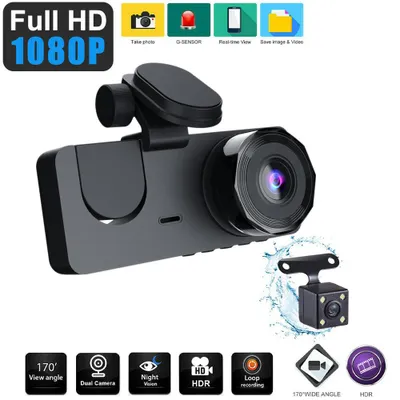 Produktbild von 3Lens Auto-DVR HD 1080P Dashcam Front Innenraum Rückseite Weitwinkel Nachtsicht G-Sensor Loop-Aufzeichnung Kamera Fahrzeugzubehör
