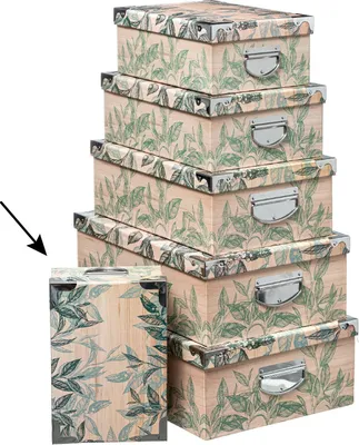 Produktbild von 5Five Aufbewahrungsbox/Box - Green Leafs - 28 x 19,5 x 11 cm - Pappe