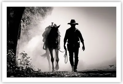 Produktbild von Poster - Poster ohne Rahmen - Cowboy Pferd Shady - 91,5x61 cm - Wand Bild - Wanddeko - Wandbilder - Kunstposter - Wandposter - Bilder - Kunstdruck - Wanddekoration - Wandbild - P2XAA91x61-4620