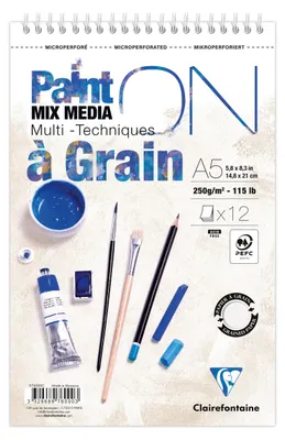 Produktbild von Clairefontaine 4x PaintON gekörnt Spir 12Bl 250g A5+ 976000C