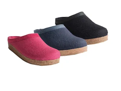 Produktbild von Haflinger Grizzly Torben 713001 Schuhe Damen Herren Hausschuhe Pantoffeln Wolle , Größe:42 EU, Farbe:Blau