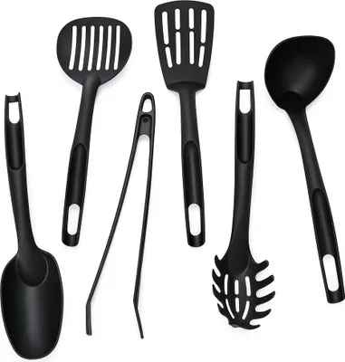 Image de Set d'ustensiles de cuisine 6 pièces - 32 cm - Noir - Nylon - résistant aux rayures