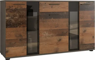 Produktbild von Kommode Sideboard Beistellkommode mit Glas SALSA / TANGO matera / old style 140 x 80 x 40cm
