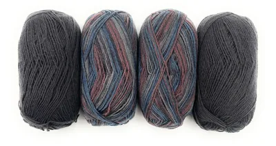 Produktbild von 200g (4x50g) Sockenwolle 75% Schurwolle Handstrickgarn Strick, Farbe:Schwarz