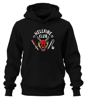 Produktbild von HELLFIRE CLUB Dämon Schädel Hörner D20 Flammenschwert Hoodie Kapuzenpullover, Schwarz, 3XL