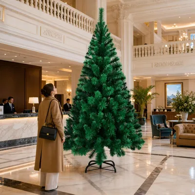 Productafbeelding van ACXIN, kunstkerstboom, 2,4 meter, groen, met kliksysteem. Eenvoudige montage zonder gereedschap, geen naaldenverlies, duurzaam PVC-materiaal. Gemakkelijk op te zetten