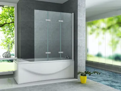 Produktbild von Aloni Badewannenaufsatz mit Seitenwand Duschabtrennung Badewanne Duschwand Glaswand Faltbar 130 x 140 cm 6 mm