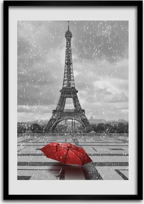 Produktbild von Bild - Bilderrahmen - 50 cm x 70 cm - MDF - Rahmen - Wandkunst Eiffelturm Paris