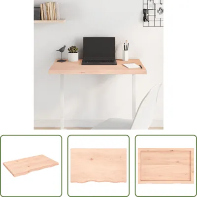 Produktbild von The Living Store Tischplatte 80x50x(2-4) cm Massivholz Eiche Unbehandelt
