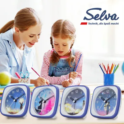 Produktbild von SELVA Kinderwecker Sternen Schleichende Sekunde lautlos, analog, für Kinder - Weckwiederholung.