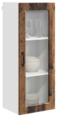 Obrázok produktu pre vidaXL Nástenná sklenená skriňa PORTO z recyklovaného dreva 40 x 31 x 100 cm, drevotrieska