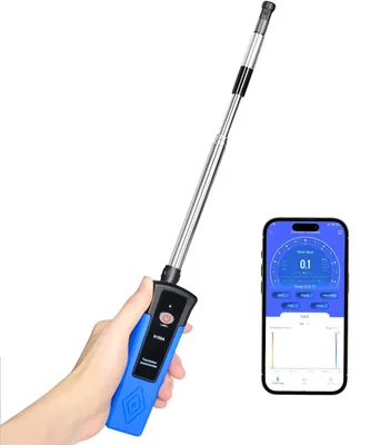 Thermischer Windmesser mit Bluetooth, 0–40 m/s, 0–999900 ft³/min