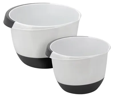Image de Ensemble de deux bols mélangeurs/de service Excellent Houseware, en polypropylène, noir et blanc.