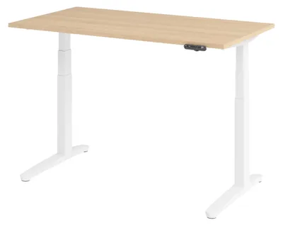 Produktbild von bümö Schreibtisch elektrisch XBHM - Gestell: Weiß, Nachbildung: Eiche, Größe: 140 x 80 cm