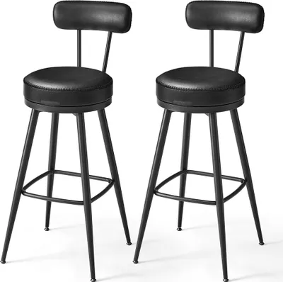 Produktbild von EKHO Kollektion – Barhocker-Set (2er-Pack) mit drehbarer Rückenlehne in Tintenschwarz