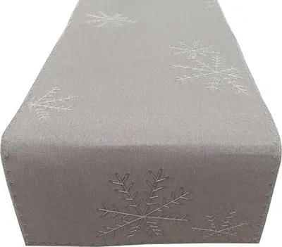Image de Nappe, nappe de Noël, brillante, flocons de neige 110x160 argent