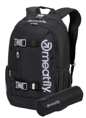 Produktbild von Meatfly Basejumper Rucksack, Black, 22 L + SCHULETUI