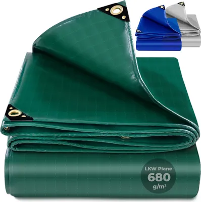 Produktbild von ROTFUCHS Premium Abdeckplane mit Ösen 500x600 cm Grün | 680 g/m² PVC mit RipStop-Gewebe | Abdeckung, Schutzplane, Gewebeplane | 30m² Fläche