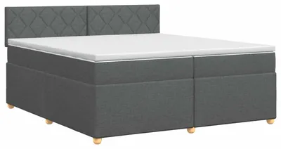 Zdjęcie produktu dla Łóżko sprężynowe z materacem ciemnoszary 200 x 200 cm tkanina