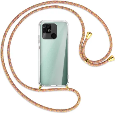 Produktbild von Handykette Backcover-Schutzhülle mit Band (Metall goldfarben) für Xiaomi Redmi 10C - Rainbow