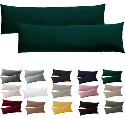 Productafbeelding van Kussensloop voor zijslapers, 40 x 145 cm, set van 2, donkergroen, microvezel, met rits