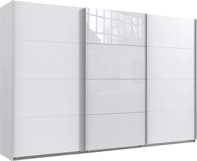 Produktbild von Schwebetürenschrank Norderstedt Kleiderschrank Ausführung wählbar,Weiß / Glasweiß,313x64x210cm