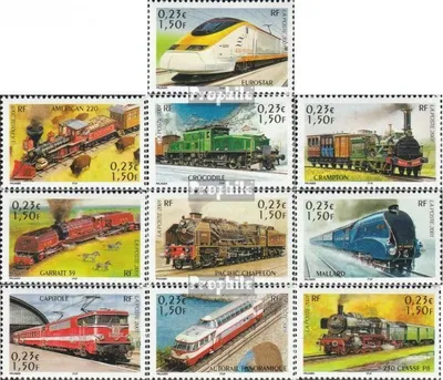 Produktbild von Briefmarken Frankreich 2001 Mi 3545-3554 (kompl.Ausg.) postfrisch Eisenbahn