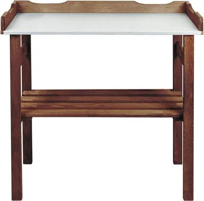 Productafbeelding van Famanu plantentafel met verzinkt werkblad - 78 x 38 x 82 cm - Donkerbruin