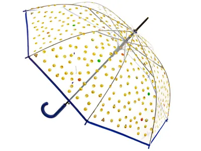 Produktbild von Happy Rain Long AC Regenschirm Transparent mit Smileys– Clear-Blau
