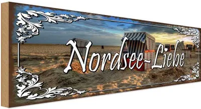 Produktbild von vianmo Holzschild 10x27 cm Nordsee - Liebe Urlaub