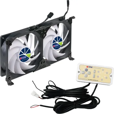 Image de Ventilateur double pour réfrigérateur Titan TTC-SC22(A)/V2+, dimensions 92x25 mm, indice de protection IP55, idéal pour les camping-cars