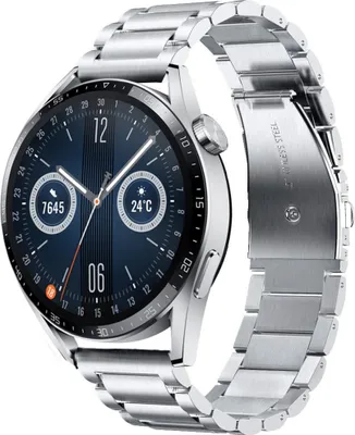 Produktbild von Strap-it Titanarmband - Kompatibel mit Huawei Watch GT 3Armband 46mmHochwertiger EdelstahlHuawei watch strap Armband mit faltschließe für 22mmArmband Silber