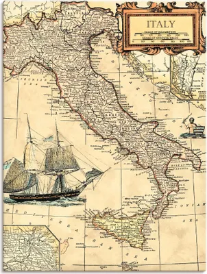 Produktbild von ARTland Leinwandbild Italienkarte Größe: 30x40 cm