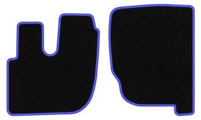 Productafbeelding van Velours automatten voor Renault Midlum vanaf 1997 – 2-delig, zwart/blauw, op maat – Wielganizator CARLUX