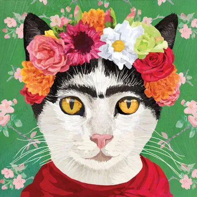 Produktbild von 20 Servietten Frida - Katze mit Blumenkette 33x33cm