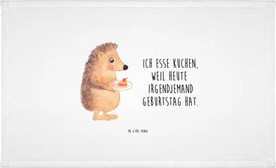 Produktbild von Mr. & Mrs. Panda Handtuch Igel Kuchenstück - Weiß - Geschenk, kleines, gesichtshandtuch, Frotteehandtuch, frottierhandtuch, Lustige Sprüche, Kuchen, Flauschtuch, Backen