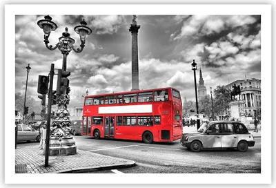Produktbild von Poster - Poster ohne Rahmen - Trafalgar Platz Taxi London - 91,5x61 cm - Wand Bild - Wanddeko - Wandbilder - Kunstposter - Wandposter - Bilder - Kunstdruck - Wanddekoration - Wandbild P2XAA91x61-0488
