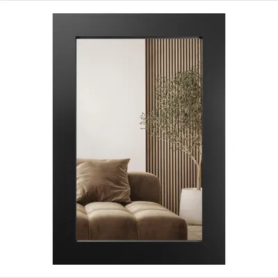 Obrázok produktu pre Zrkadlo na stenu STYLER JYVASKYLA, 86x60 cm, čierne, obdĺžnikový tvar, rám z MDF, vhodné do chodby, spálne, kúpeľne, moderný, dekoratívne, celotělové zrkadlo