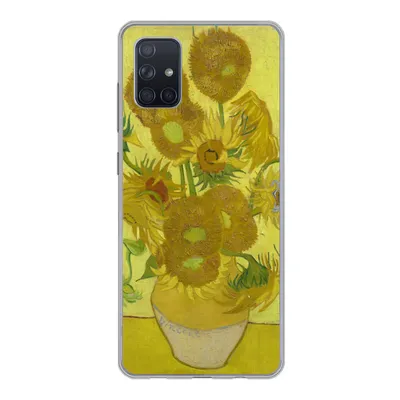 Produktbild von MuchoWow® Handyhülle Schutzhülle Hülle für Samsung Galaxy A71 Sonnenblumen - Vincent van Gogh Silikon Softcase Handy Hülle - Kartenbesitzer