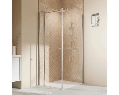 Produktbild von Duschtür für Seitenwand mit Drehtür an Festteil BREUER Elana 2.0 90 x 200 cm Profil rund silber Klarglas Türanschlag lin