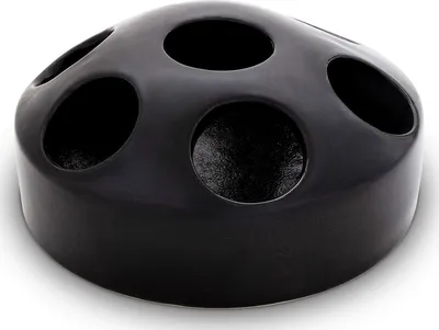 Produktbild von KERAZO 1,5 Liter Keramik Geflügeltränke mit 7 Öffnungen Hühnertränke Ententränke Futterschale Wasserschale Futterstation Wasserstation, 22x10 cm, schwarz