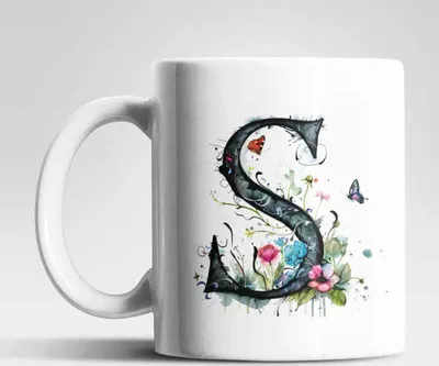 Produktbild von Name A bis Z Blumen Schmetterlinge Kaffeetasse Teetasse Tasse Geschenkidee – S