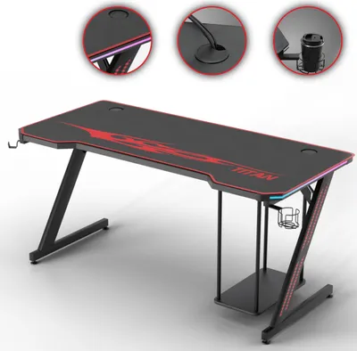 Produktbild von Stół gamingowy MY SIT 140 cm TITAN z oświetleniem LED i podkładką pod mysz