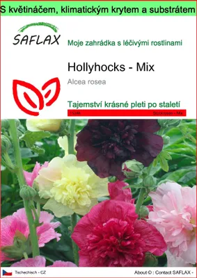 Obrázek produktu pro SAFLAX Garden to go - Hollyhocks - Mix - Alcea rosea - 100 Semena - S květináčem, klimatickou poklicí a pěstebním substrátem
