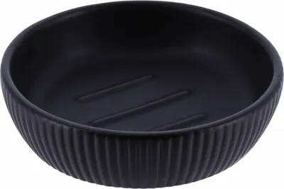 Image de TENDANCE | Porte-savon - Porte-savon - Porte-savon - en grès - 11x11x3cm - noir - Salle de bain Décoration moderne