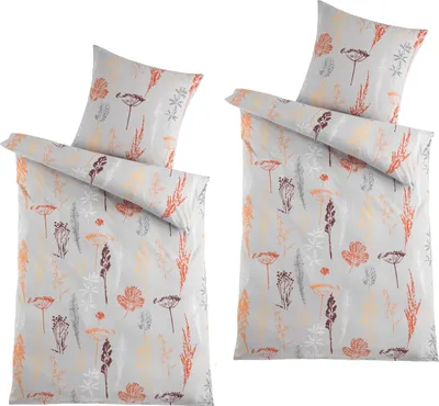 Produktbild von Mikrofaser Flausch Bettwäsche 2 Sets Grau/Orange