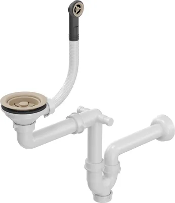 Produktbild von QUADRON POWER COLOR Abfluss der Spüle mit 1-Kammer-Siphon, Siphon für Granit Küchenspüle mit Ablaufschlauch, Farbe: River Sand