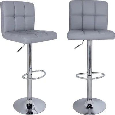 Produktbild von Barhocker-Set, 2er-Set, Kunstleder, hellgrau