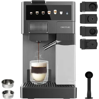 Produktbild von Cecotec Espresso-Kaffeemaschine für gemahlenen Kaffee und Kapseln FreeStyle Latte T. Multikapselmaschine mit sehr kompaktem Milchtank, 4-in-1