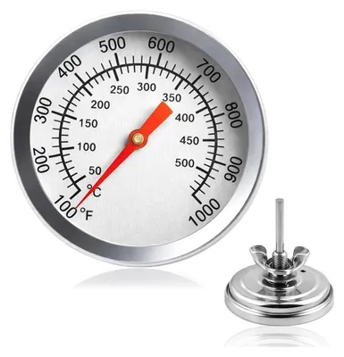 Produktbild von BBQ / Grillthermometer analog, 80 mm Ziffernblatt, 0–500°C, Edelstahlsonde 73 mm, farbige Anzeige Räuchern/Grillen, Backofen & Rauchofen